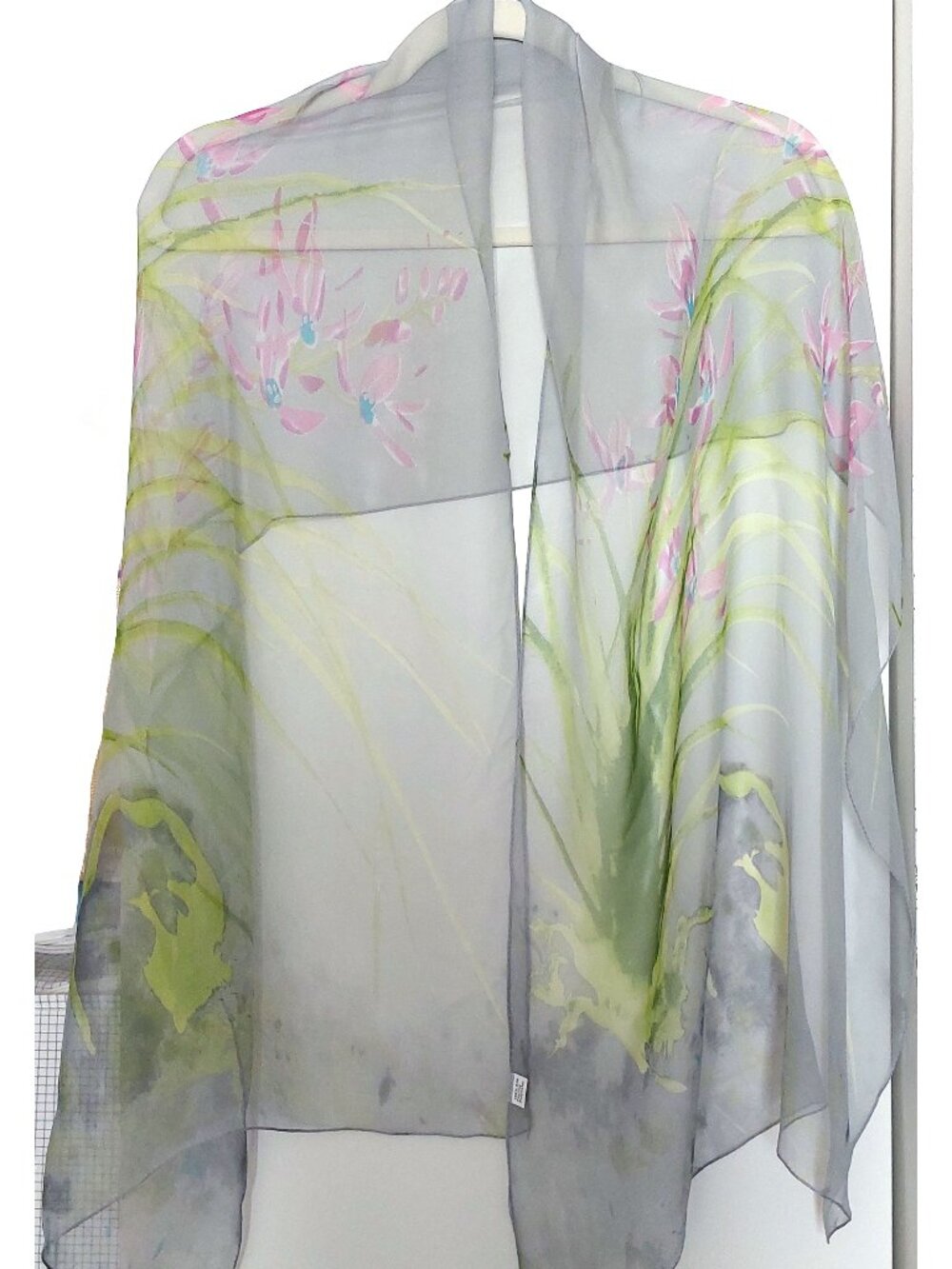 NEW Silk-like Dendrobium Orchid Print Print Scarf Shrug Wrap Bag Tie